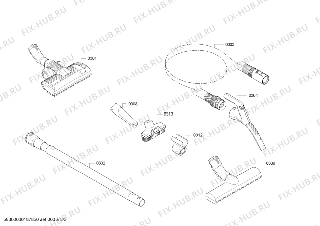 Схема №3 BGL8530 In'genius ProPer>>form Allergy с изображением Крышка для электропылесоса Bosch 11009266